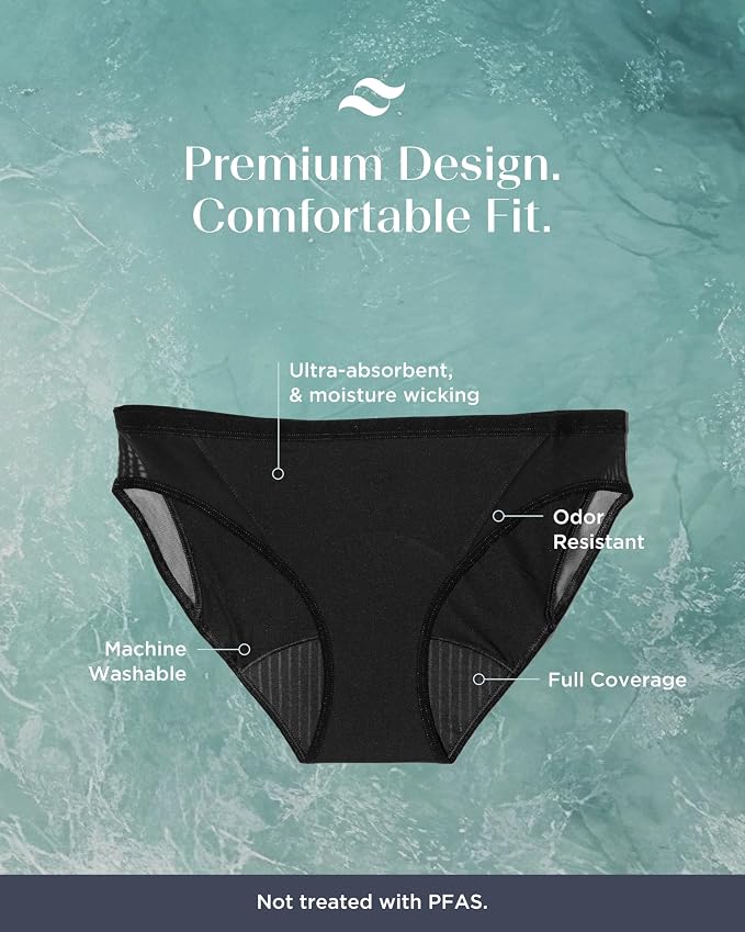 saalt Mesh Bikini Period Underwear, Leakproof Underwear for Women | Low-Rise Bikini Fit, and Breathable Fabric