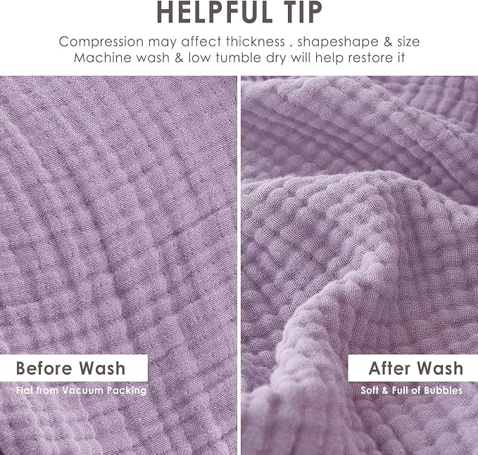 EMME Muslin Blankets for Adults Throw Blanket for Couch Breathable Gauze Soft Lightweight Airy Lavender Throw XL 50" x 71"