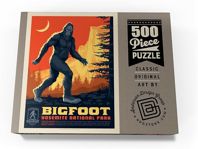 MyPuzzle Legends of The National Parks: Yosemite's Bigfoot, Vintage Poster - Premium 500 Piece Jigsaw Puzzle for Adults