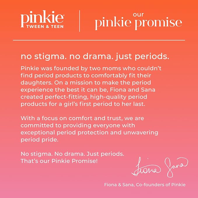 Pinkie First Period Prep Pouch w/ 4 Organic Cotton Pads for Teens & Tweens | First Period Travel Pouch with Mini, Small & Regular Ultra Thin Pads with Wings for Tweens & Teens; Fragrance & Chlorine Free