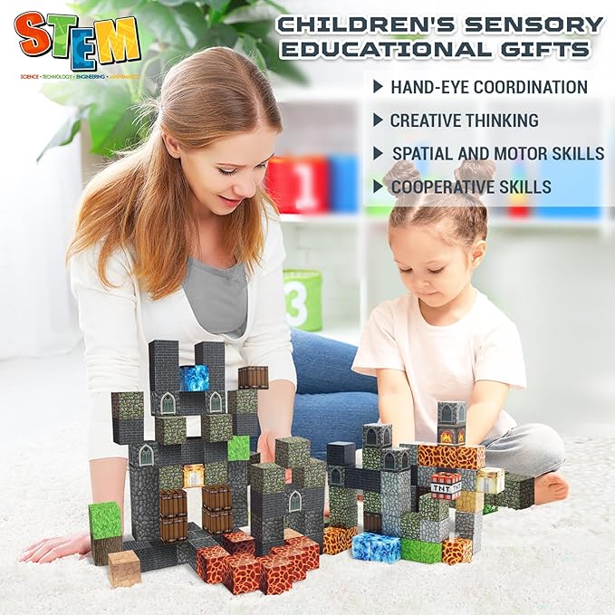 Magnetic Blocks - Build Magnetic Dark Castle Set - Magnetics Toys for Montessori Toddler Christmas Birthday Gifts - STEM Sensory Toys for 3 4 5 6 7 8 9 10 Year Old Boys & Girls