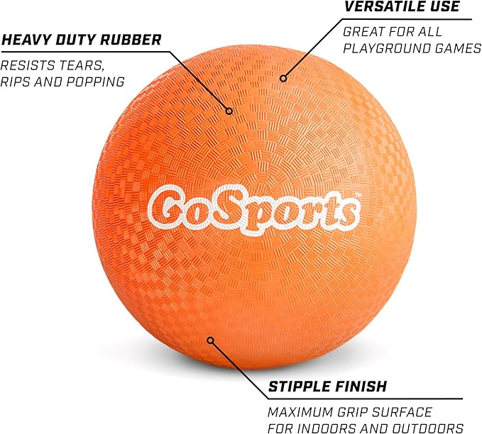 GoSports Playground Balls for Kids - Choose 8.5” or 10” Sizes - Heavy Duty Set of 6 with Carry Bag and Ball Pump