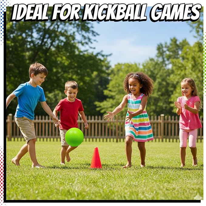 Playbolt 7-inch Dodgeballs For Kids & Adults (6 Pack) - Rubber Kickball Playground Four Square Balls With Pump - Colorful Indoor Or Outdoor Play Sports Balls For School PE Class, Recess, Backyard Game