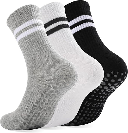 loudashuaiqi Grip Pilates Socks Non Slip Athletic Yoga Socks with Grips for Women Grippy socks for Hospital Workout Barre
