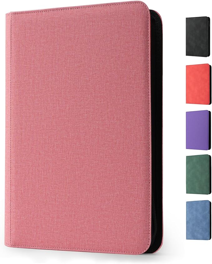 Trading Card Binder 9 Pocket - Premium Card Collection Binder for 360 Cards, Durable Side-Loading Card Album with Zipper, Perfect for TCG, MTG, and Sports Cards, Pink