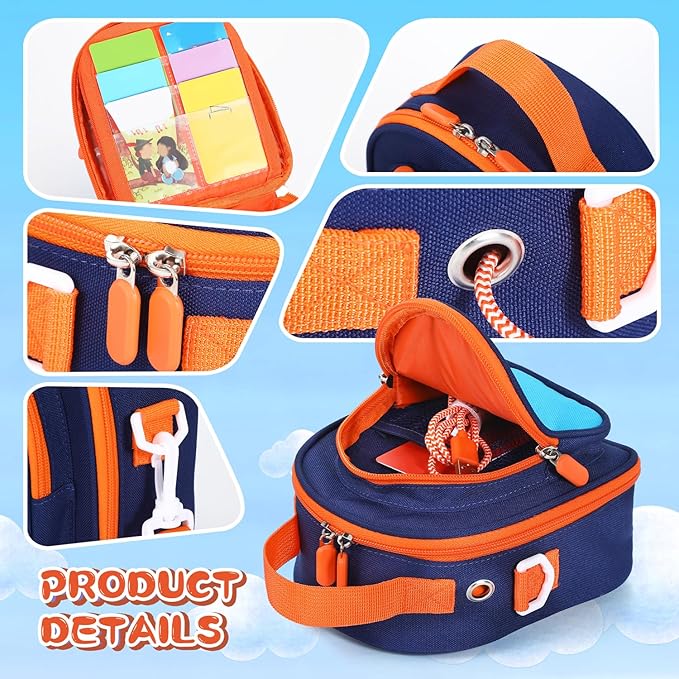 Carrying Case Compatible with Yoto Mini (2024 Edition),30 Cards Storage Bag with Handle and Shoulder Strap, Travel Storage box for Player & Headphone Accessories (Blue)