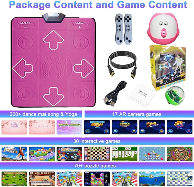 Dance Mat for Kids and Adults,Electronic Dance Mats for TV,Musical Dance Game Mat for Girls Boys with AR Camera,Birthday/Christmas Day Gifts for Kids Adults