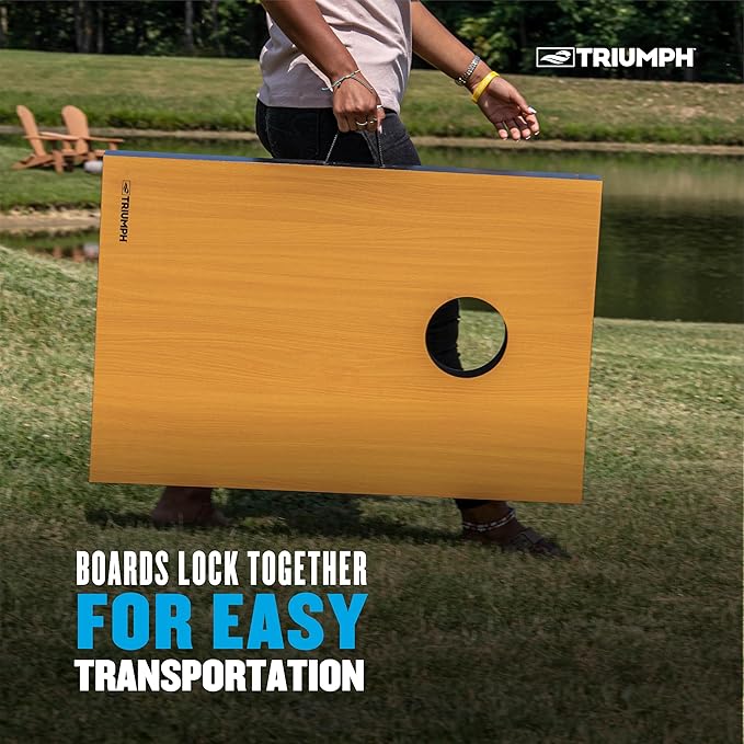Triumph Tournament 2' x 3' Cornhole Set with 8 All-Weather Bean Bags – Durable Tailgate Game Boards for Backyard BBQs, Camping, Family Activities, and Outdoor Summer Party Fun