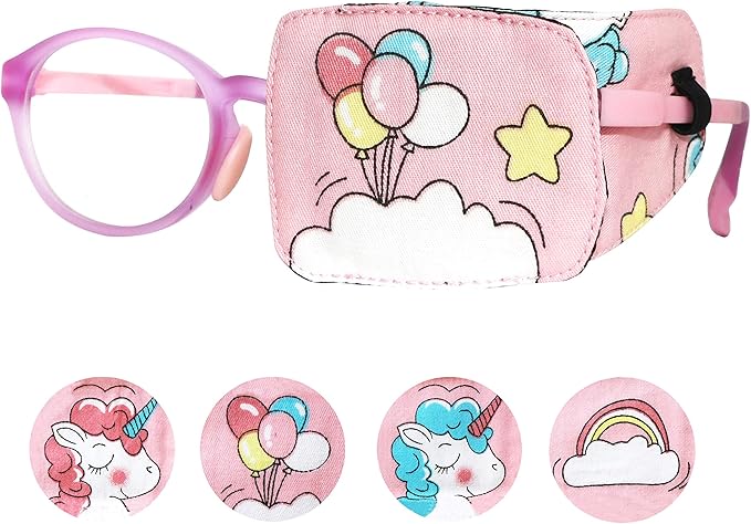 Astropic Cotton & Silk Left Eye Patch for Kids Glasses (Left Eye, Balloon)