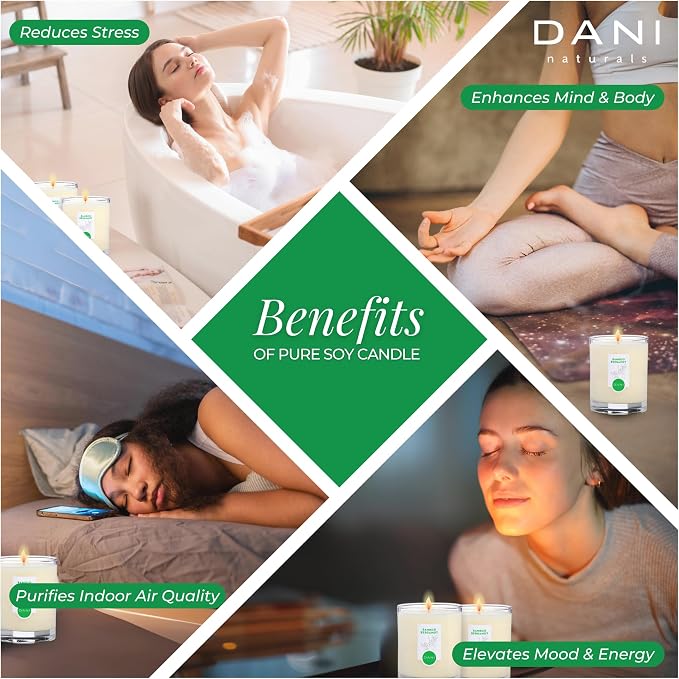 DANI Naturals Bamboo Bergamot 100% Soy Wax Candle, Non-Toxic, 7.5oz | Vegan,soy wax candle,Clean-burning with organic cotton wick,Fresh bamboo bergamot scent,Made in USA