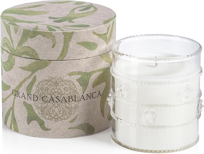 Zodax Grand Casablanca Glass Jar Scented Candle for Home Decor - Single-Wick Candle Ideal for Kitchen and Bathroom - Makes a Great Gift for Women and Men - Lily of The Valley - 6.5 Oz.