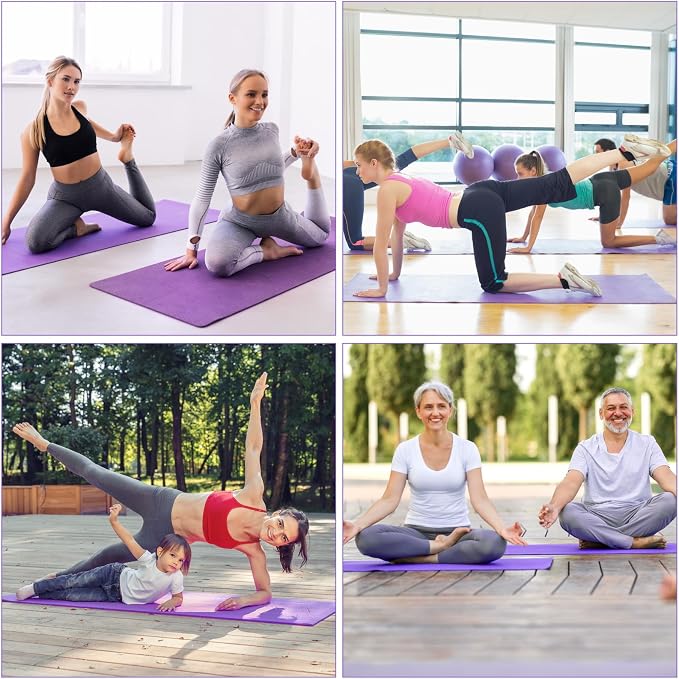3 mm Thin Yoga Mats Bulk, Lightweight PVC Exercise Mats Non Slip Workout Fitness Pads for Yoga Pilates Stretching Classes Gym Home Studio, Easy to Clean