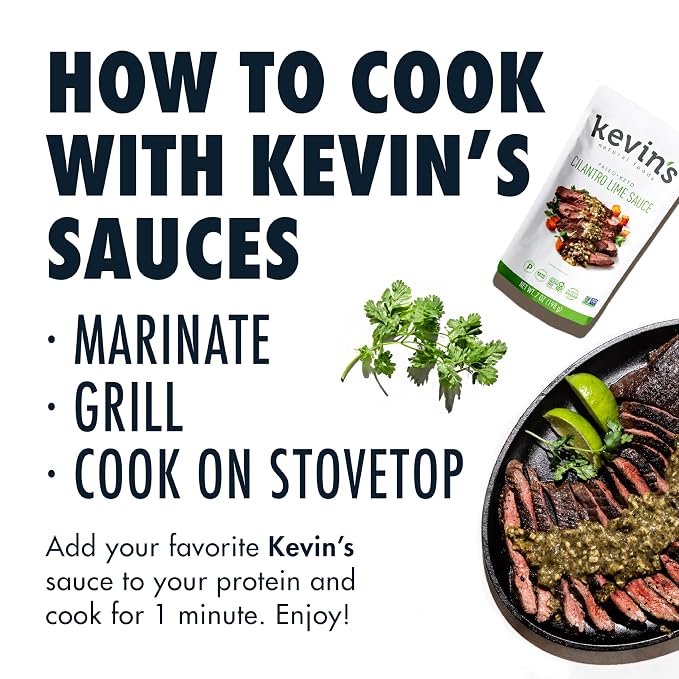 Kevin's Natural Foods Cilantro Lime Simmer Sauce, 3 Pack | Keto and Paleo Stir-Fry Sauce, Gluten Free, No Preservatives, Non-GMO