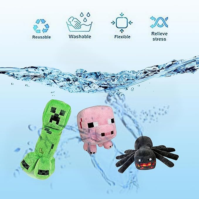 Creeper Plush,Baby Pig ，Baby Wolf，Spider,bat,Skeleton Shooter,sheepStuffed Animals Toys，Great Gift for Children and Fans.(8Pack)