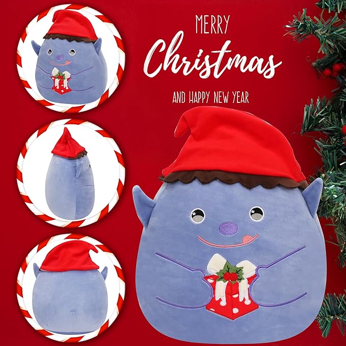 Hopearl Christmas Elf Plush Toy, Xmas Pillow Huggable Stuffed Animal, Smooth Plushies Pillow, Cute Festival Gifts for Kids Boys Girls, Soft Cute Comforting Companion, 13''