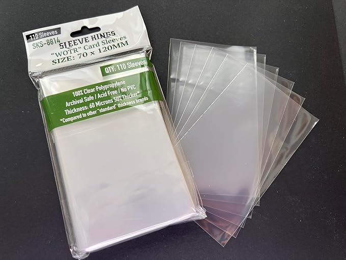 Sleeve Kings Standard Card Sleeves – 110 Count, Clear 60 Micron Thickness, Large Size (70 x 120 mm), Compatible with Cascadia & More – SKU: SKS-8814