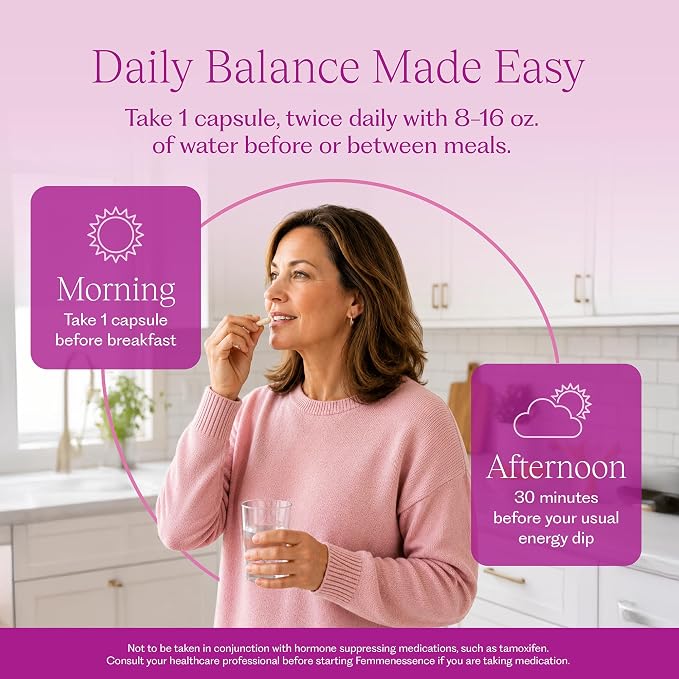 Femmenessence MacaLife – Clinically Proven Perimenopause Supplement for Women – Natural Hormone Balance, Mood, Hot Flashes & Night Sweats Relief – 120 Organic Vegan Capsules (60 Day Supply)