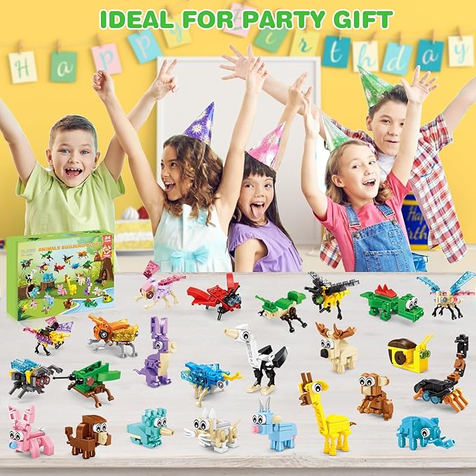 Party Favors for Kids Building Set, 24 Packs Models Building Blocks Toy, Classroom Prizes Goodie Bag Stuffers, Birthday Gift for Boys Girls Ages 6+