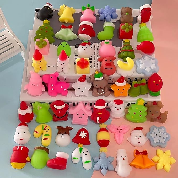 Christmas Party Favors, 120Pcs Squishies Toys for Kids, Mochi Squishy Bulk, Kawaii Mini Squeeze Toys, Goodie Bag Stuffers, Classroom Prizes for Boys Girls(Random)