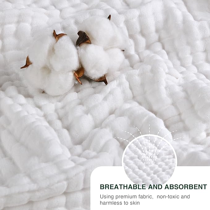 Love's cabin 100% Cotton Muslin Blanket, 6 Layer Lightweight Breathable Gauze Large Throw Blanket 50 x 70 Inches, Soft Cooling All Season Blanket for Couch or Sofa, White