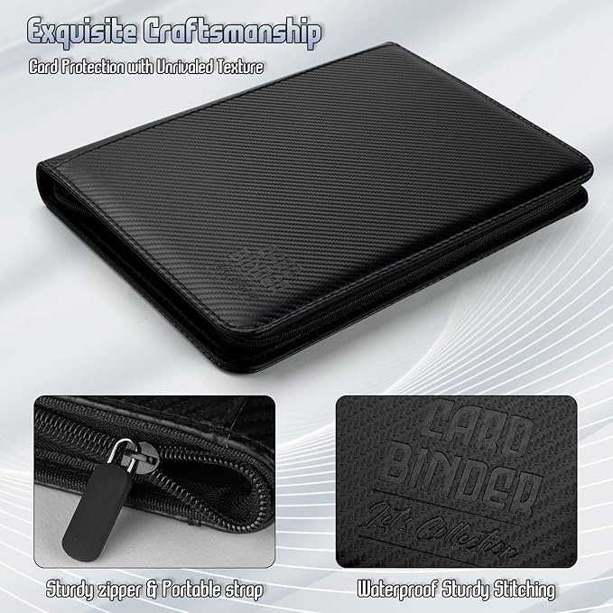 Trading Card Binder, Premium 9 Pocket Double Sided 540 Pocket PU Card Collection Binder, Collectible Trading Card Albums for MTG, TCG, Sport Card, Game Cards (Black 1)