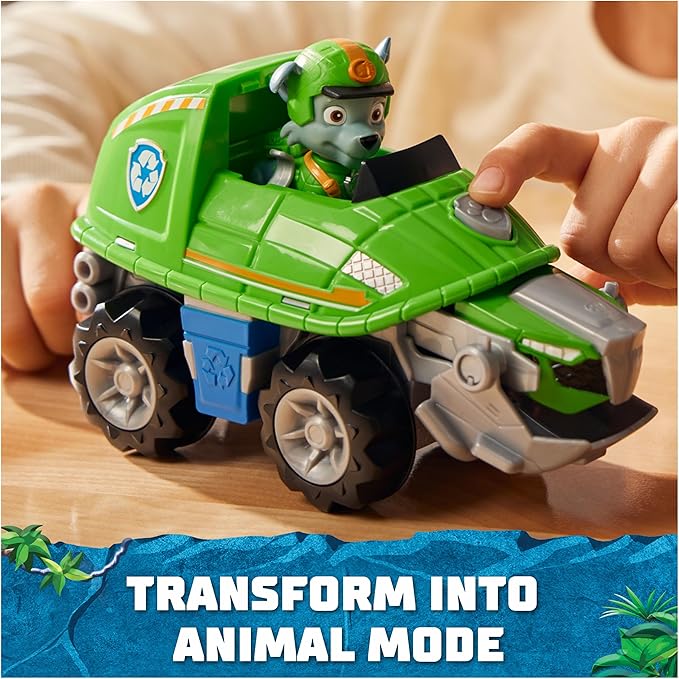 Paw Patrol Jungle Pups, Rocky Snapping Turtle Vehicle, Toy Truck with Collectible Action Figure, Kids Toys for Boys & Girls Ages 3 and Up