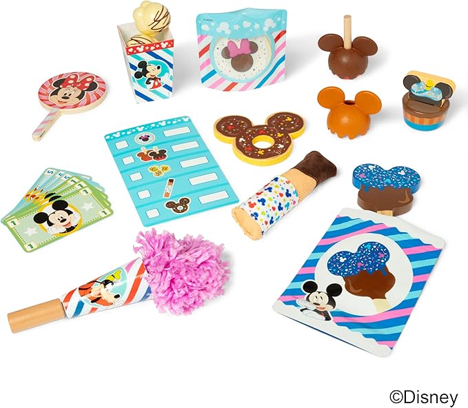 Melissa & Doug Disney Snacks & Popcorn Wooden Play Food Set – 24 Pieces | Mickey Mouse, Minnie, Wooden Toy for Boys and for Girls 3+ - FSC Certified