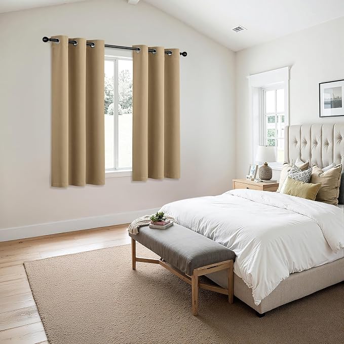 MIULEE Blackout Curtains for Bedroom 2 Panels 40 x 63 Inch Long Taupe Brown | Thermal Insulated, Living Room Darkening Grommet Drapes, Noise Reducing, Light Blocking Window Treatments