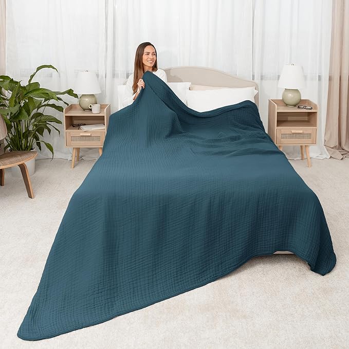 Comfy Cubs Adult Muslin Blanket 108x90” King Swaddle Blankets, Neptune | 6 Layer Soft, Breathable & Lightweight Muslin Adult Blanket - Machine Washable & Designed in the US Bedding for All Seasons