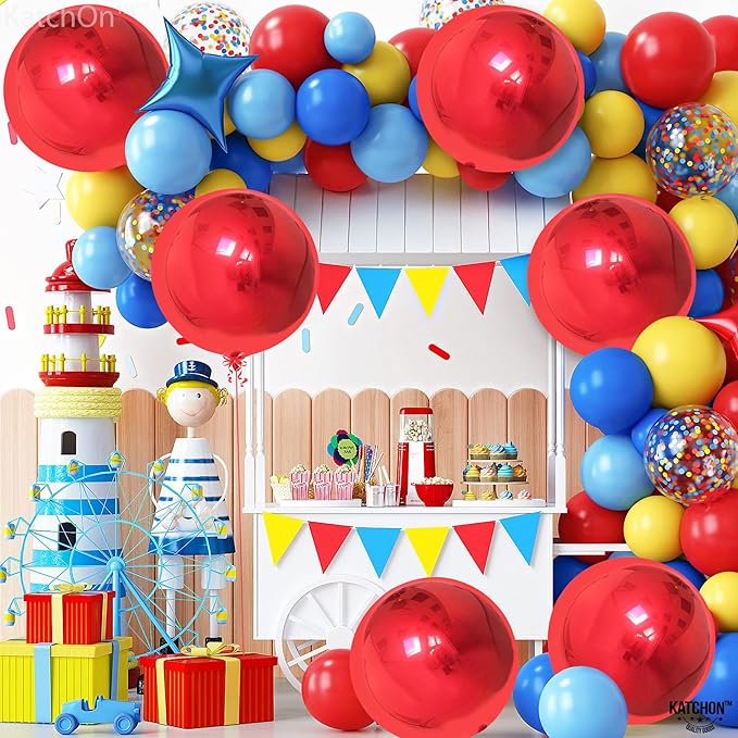 KatchOn, Red Balloons - Big 22 Inch, Pack of 6 | 4D Sphere Red Foil Balloons for Red Party Decorations | Metallic Balloons for Carnival, Casino Theme Party | Graduation Decorations 2026, Birthday