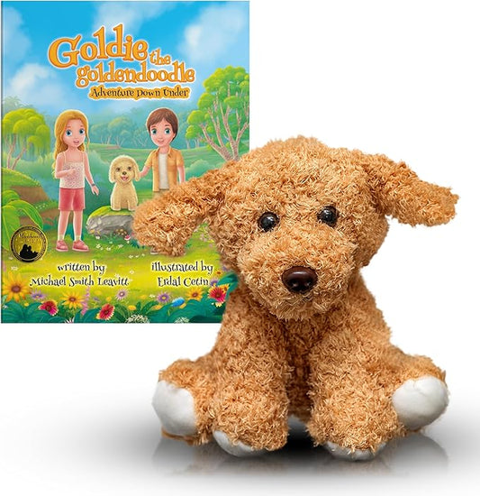 Goldie The Goldendoodle Stuffed Animal and Award Winning Children's Storybook, Storybook with Ultra Soft Golden Retriever Stuffed Animal with Storybook Set (Ages 3-8)