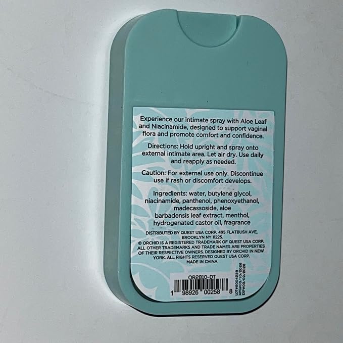 Orchid Microbiome Balancing Intimate Spray, 50 ml | Promotes Healthy pH Balance, Blocks Odor Bacteria, Calms Sensitive Skin, Aloe Leaf & Niacinamide, Portable Pocket Size