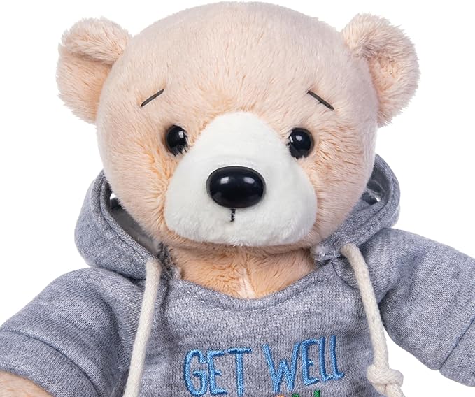 My OLi Plush Bear with Hoodie GET Well Soon - 7in Soft Stuffed Animal for Get Well Gifts Hospital Visits and Recovery Comfort