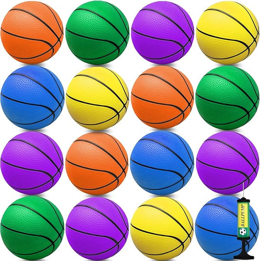 Oleitodh 15Pcs 6" Mini Basketball Balls Bulk Small Basketball Set, PVC Small Basketballs for Over The Door Hoop Games Party Favors Indoor Outdoor Play Adults Kids Pool Beach Colorful