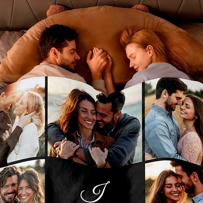SHIPS NEXT DAY Custom Blanket with Picture Text Personalized Throws Blanket with Photos Customize Blanket Customizable Blankets Customized Gifts for Mom Dad Couple Girlfriend Boyfriend Wife Husband