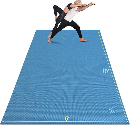 GXMMAT Large Yoga Mat 12'x6'/10'x6'/6'x8'(7mm), Extra Thick Workout Mats for Home Gym Flooring, Ultra Comfortable Non-Slip Quick Resilient Barefoot Wide Exercise Mat for Pilates, Stretching,Meditation