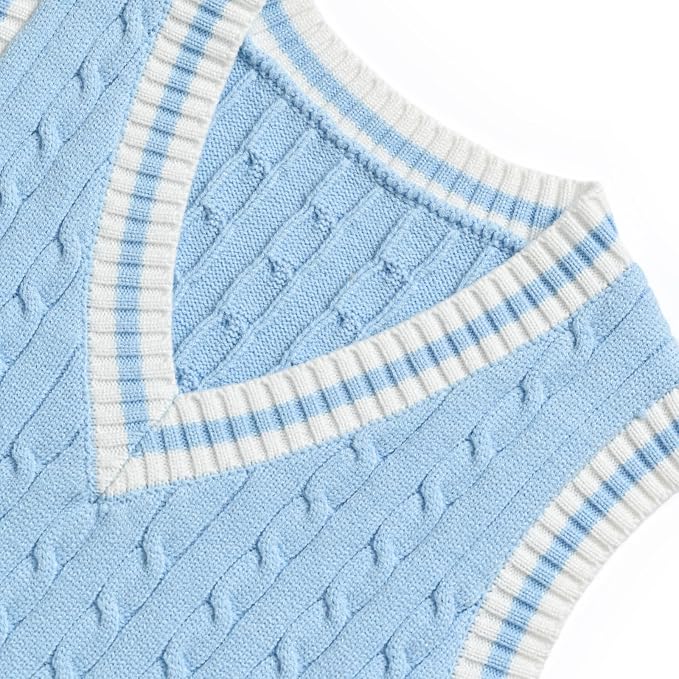 Women's Sweater Vest,Y2K Sleeveless Pattern Preppy Style Knitted Crop Tank Top for Girl