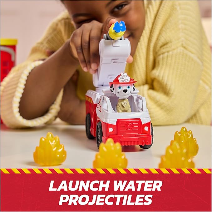 Paw Patrol Fire Rescue Command Center with Marshall Figure, Rescue Fire Truck, Lights, Launcher & Sound Fx, Kids Toys for Boys & Girls Ages 3 and Up