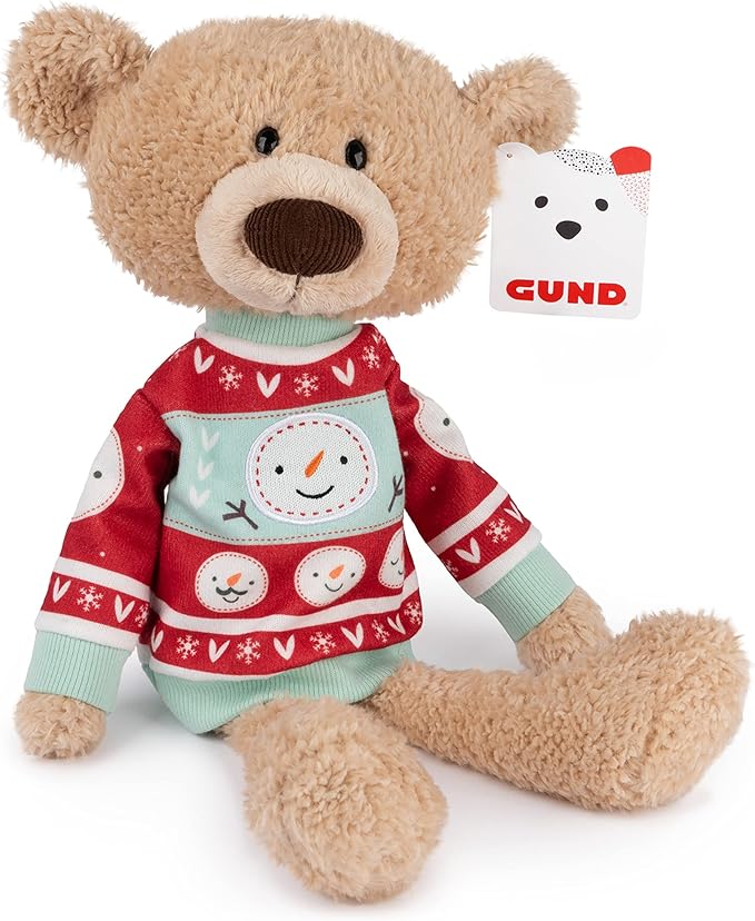 GUND Toothpick with Holiday Sweater, Classic Teddy Bear Stuffed Animal for Ages 1 and Up, Beige/Red/White, 15”