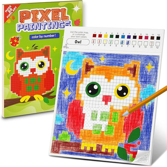 DoodleDoo Animals Mosaic Coloring Book for Kids 5-9,Paint by Number Drawing Kits Party Favors, DIY Arts and Crafts Classroom Activity Supplies, Birthday Gifts for Girls Boys Ages 5 6 7 8 9 10 11 12
