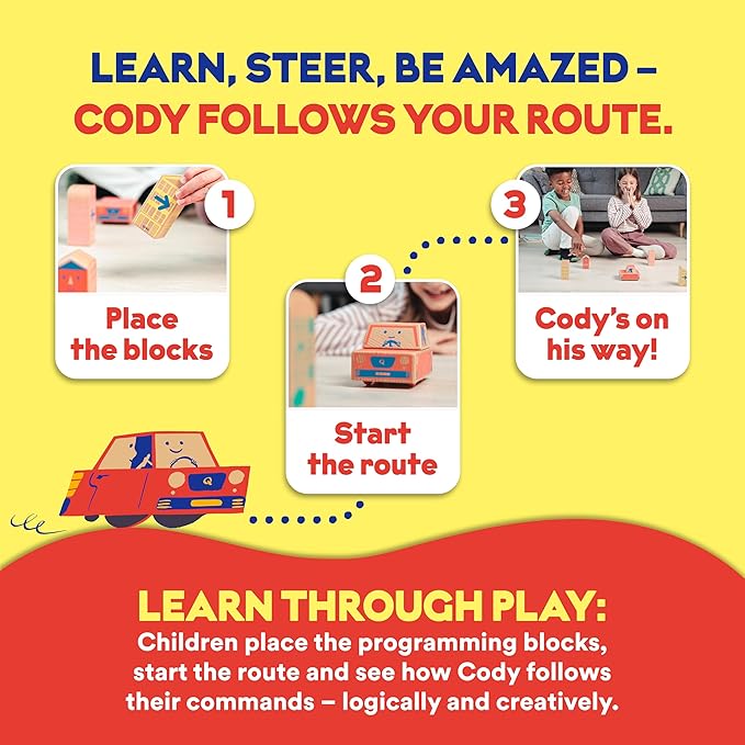 Cody Block Repeat Expansion Set, Educational Wooden Building Blocks and Car STEM Toys for Preschool Kids Ages 3+