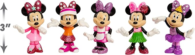 Disney Junior Minnie Mouse 3-inch Collectible Figure Set, 5 Piece Set, Kids Toys for Ages 3 Up by Just Play