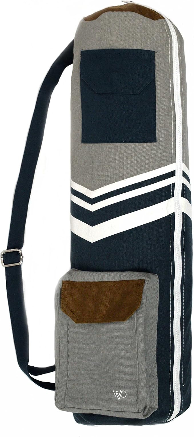 Open Road Goods Eco Friendly Yoga Mat Bag | Organic Yoga Bag For Extra Wide Mats | Yoga Mat Carrier for Men & Women: Full Zip, Adjustable Carry, Pockets, 100% Cotton Canvas