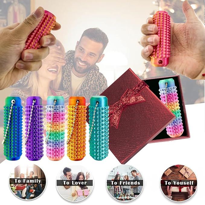 6pcs Little Ouchies Pain Stim Fidget Toy,Mini Pocket Spiky Grippie Stim Keychain Fidget Toys,Key Pendant with Pain Stimulation and Decompression Design for Adults,Novelty Stress Relief Gift for Friend