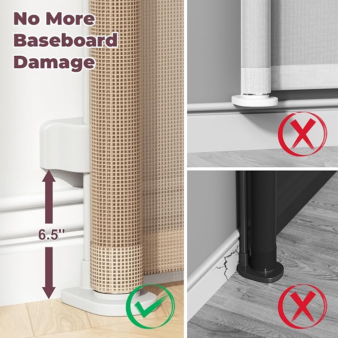 Retractable Baby Gate for Stairs, 55" Wide Mesh Dog Gate Indoor, 34" Tall Child Gate for Doorways, Hallways, Deck, Indoor Outdoor Pet Baby Safety Essentials for Home, Beige