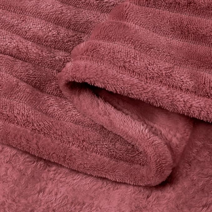 BEDELITE 3D Ribbed Brick Dust Fleece Throw Blanket for Couch, 50x60 Inch | Soft Warm Decorative Fluffy Blanket, Cozy Plush Lightweight Fuzzy Throw Blanket for Bed Sofa Home Room Decor, Gift for Women