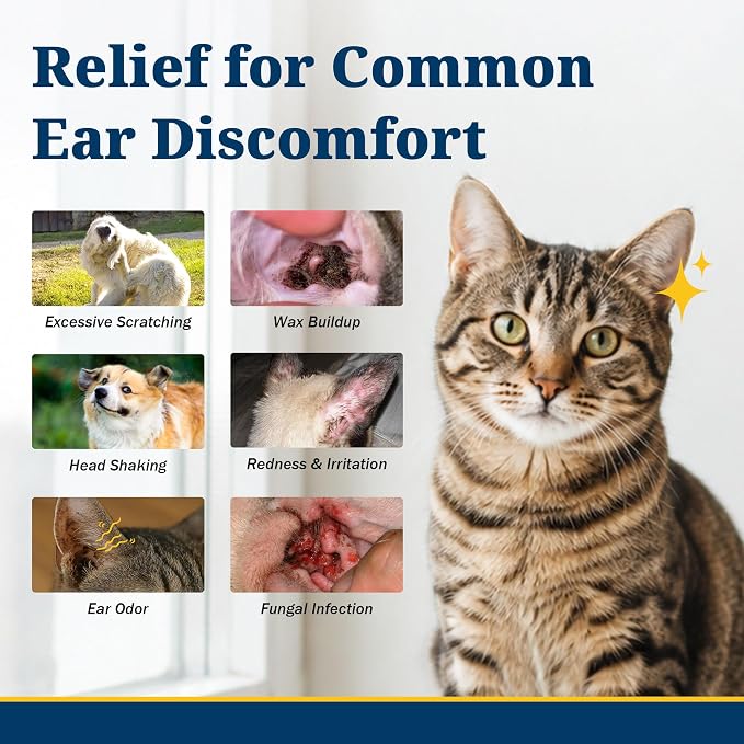 Yeast Infection Treatment for Dogs, Dog Ear Infection Treatment, Ear Drops for Dogs & Cats, Helps Relieve Ear Redness, Itching, Irritation & Discomfort, Easy Dropper Application, 0.51 fl oz (15 mL)
