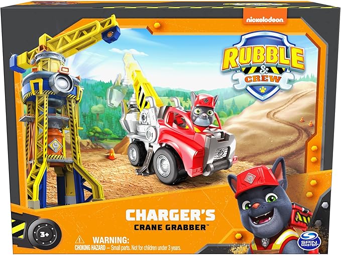 Rubble & Crew, Charger’s Crane Grabber Toy Truck with Movable Parts and a Collectible Action Figure, Kids Toys for Ages 3 and Up