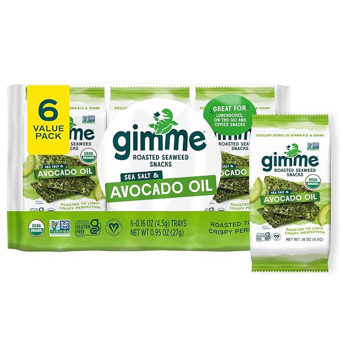 Gimme 6 CT Sea Salt & Avocado Oil Organic Seaweed Snacks, 4.5g, 0.16oz