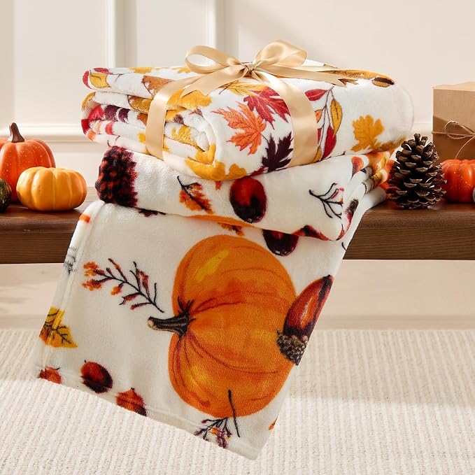 BEDELITE Fleece Blanket Soft Fall Throw for Couch Autumn Pumpkin 50"x60" | Ultra Soft Fleece, Plush Microfiber, Lightweight Warmth, Thanksgiving Gift, Fall Home Decor, Machine Washable, Couch Sofa Bed